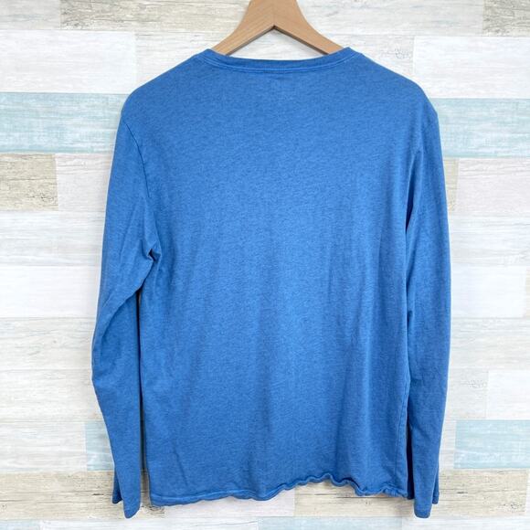 Vineyard Vines Long-Sleeve Overdyed Heathered T-Shirt Blue Cotton Mens Small - Picture 4 of 5
